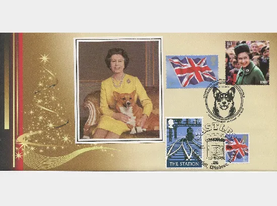 Her Majesty with Corgi gold border