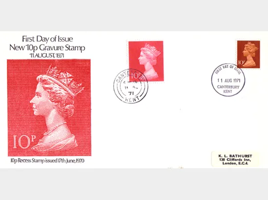 Machins: 10p Reddish-brown