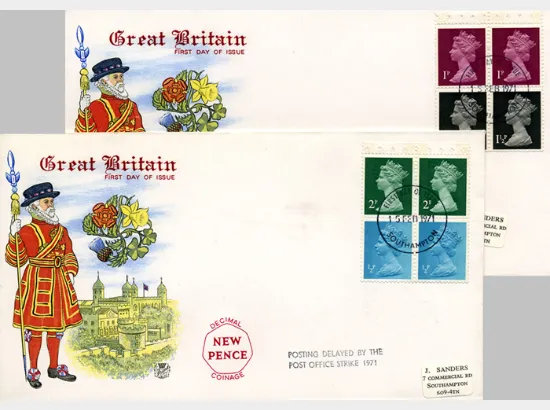 Stitched: Decimal Values: 10p Pillar Boxes 1 (1855)