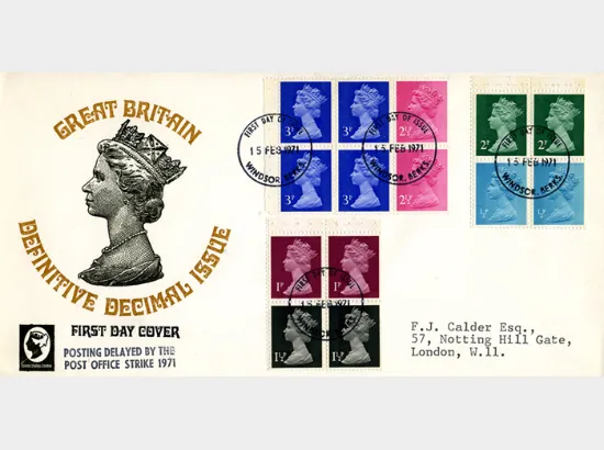 Stitched: Decimal Values: 10p Pillar Boxes 1 (1855)