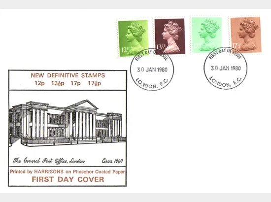 Machins: 4p, 12p, 13 1/2p, 17p, 17 1/2p, 75p