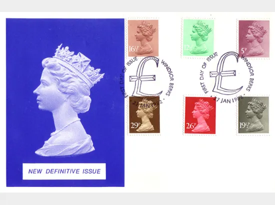 Machins: 5p, 12 1/2p, 16 1/2p, 19 1/2p, 26p, 29p