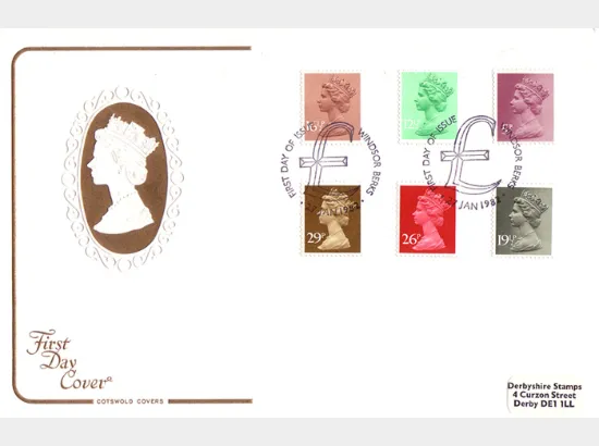 Machins: 5p, 12 1/2p, 16 1/2p, 19 1/2p, 26p, 29p