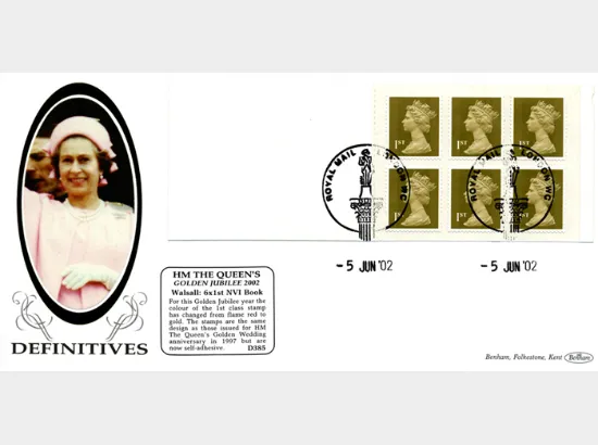 Self Adhesive: Gold Stamps: 6 x 1st