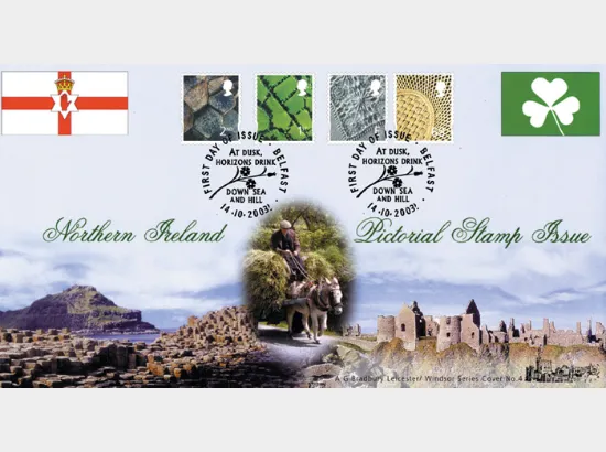 Northern Ireland (white borders) 2nd, 1st, E, 68p