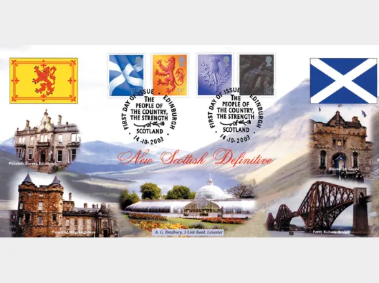 Scotland (white borders) 2nd, 1st, E, 68p