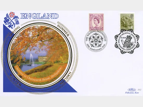 England (white borders) 2nd, 1st, E, 68p