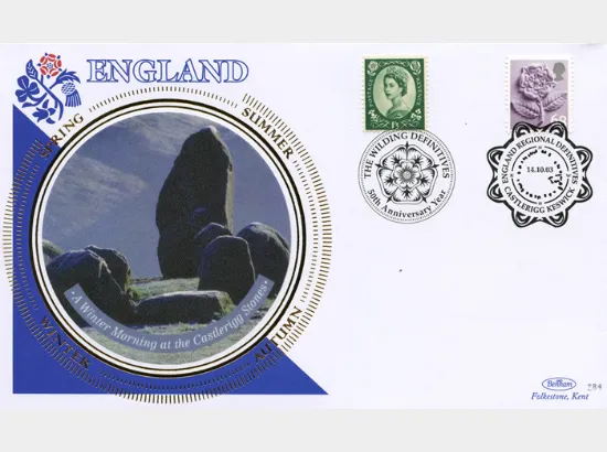 England (white borders) 2nd, 1st, E, 68p