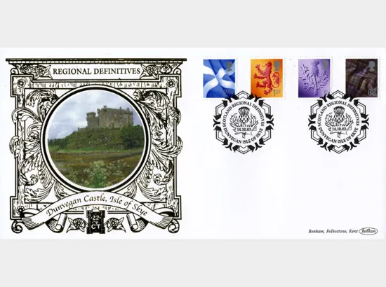 Scotland (white borders) 2nd, 1st, E, 68p
