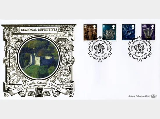 Wales (white borders) 2nd, 1st, E, 68p