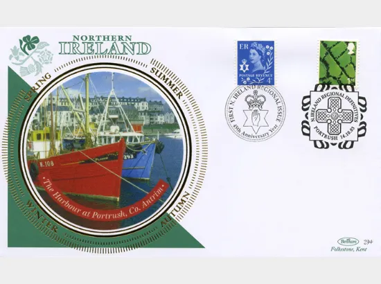 Northern Ireland (white borders) 2nd, 1st, E, 68p