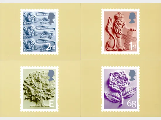 England (white borders) 2nd, 1st, E, 68p