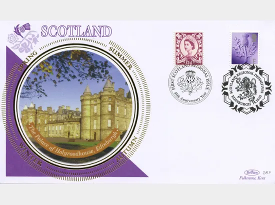Scotland (white borders) 2nd, 1st, E, 68p