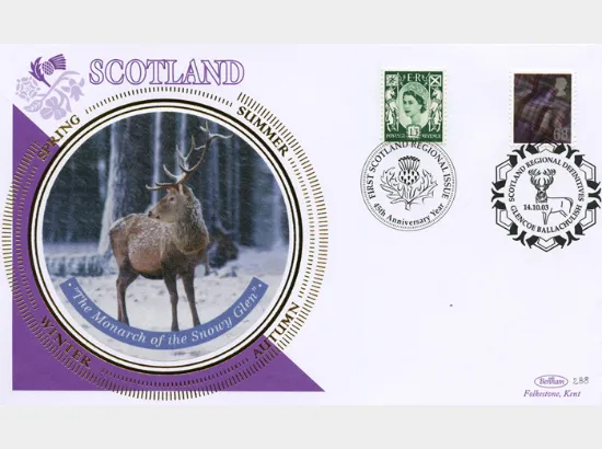 Scotland (white borders) 2nd, 1st, E, 68p
