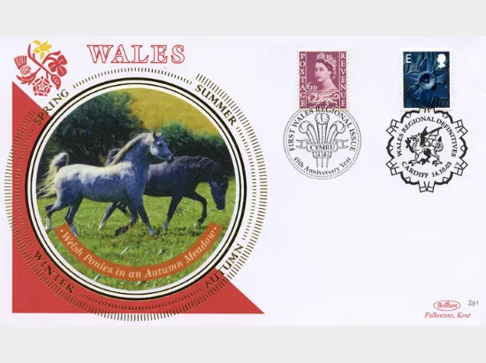 Wales (white borders) 2nd, 1st, E, 68p