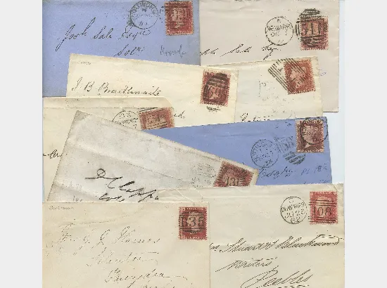 Queen Victoria Penny Red stamps and postmarks
