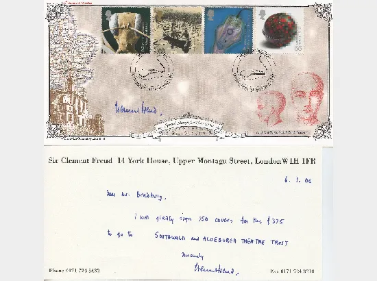 Sir Clement Freud - Writer & Broadcaster - Signed Cover & Letter Sir Clement Freud - Writer & Broadcaster - Signed Cover & Letter