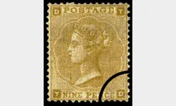 QV: 9d Yellow-brown (Small white letters)