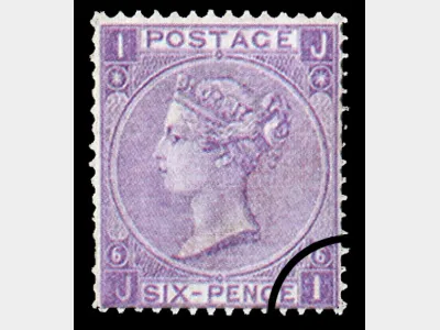 QV: 6d Lilac (with hyphen) (Large white letters)
