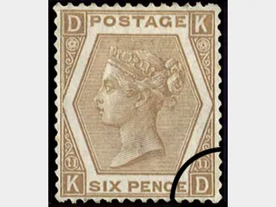 QV: 6d Brown (Large white letters)