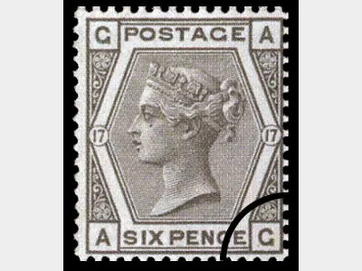 QV: 6d Buff (Large coloured letters)