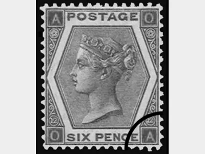 QV: 6d Grey (Large white letters)