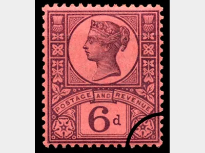 QV: 6d Purple on Red paper (Jubilee)