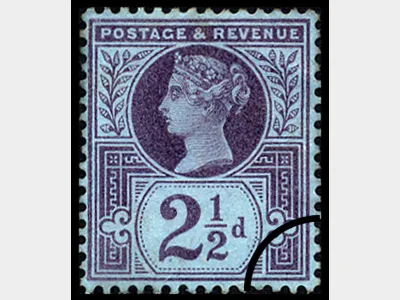 QV: 2 1/2d Purple on Blue paper (Jubilee)