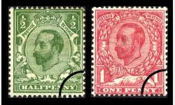 KGV: 1/2d Green & 1d Red