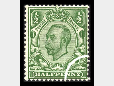 KGV: Redrawn: 1/2d Green (Light Hair Colour)