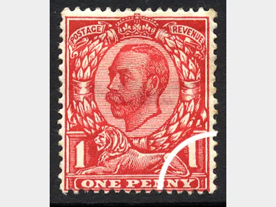 KGV: Redrawn: 1d Red, (Darker Shading on Lion)