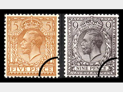 KGV: Profile Head: 5d & 9d, Brown & Agate