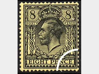 KGV: Profile Head: 8d Black on Yellow paper