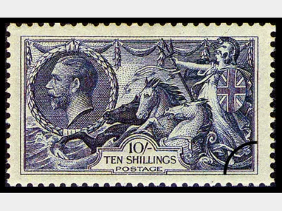 KGV: Seahorses (re-engraved): 10s Indigo