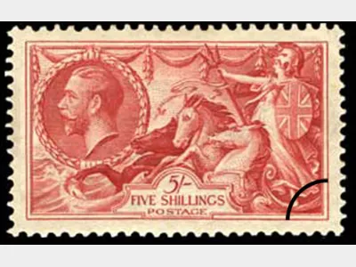 KGV: Seahorses (re-engraved): 5s Rose-red