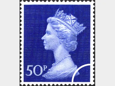 Machins: 50p Sapphire-blue