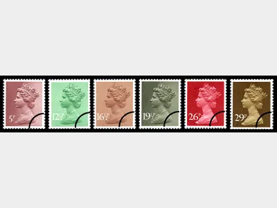 Machins: 5p, 12 1/2p, 16 1/2p, 19 1/2p, 26p, 29p