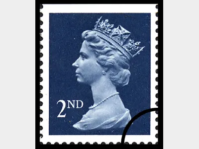 Machins: 2nd Dark Blue (ex stamp book)