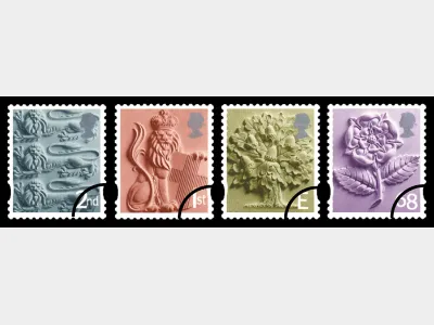 England (white borders) 2nd, 1st, E, 68p