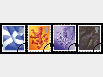 Scotland (white borders) 2nd, 1st, E, 68p