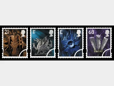 Wales (white borders) 2nd, 1st, E, 68p