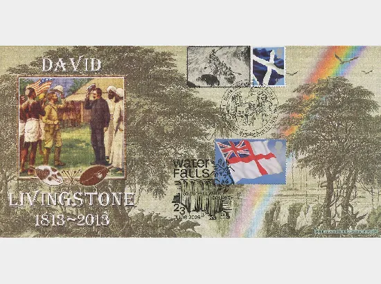 David Livingstone meets Stanley at waterfalls