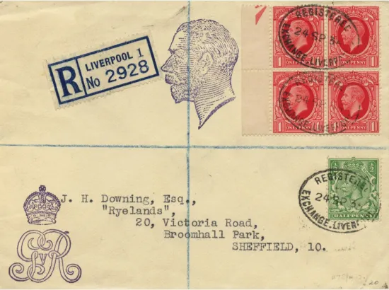 KGV: Photogravure: 1d Scarlet