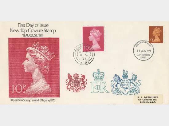 Machins: 10p Reddish-brown