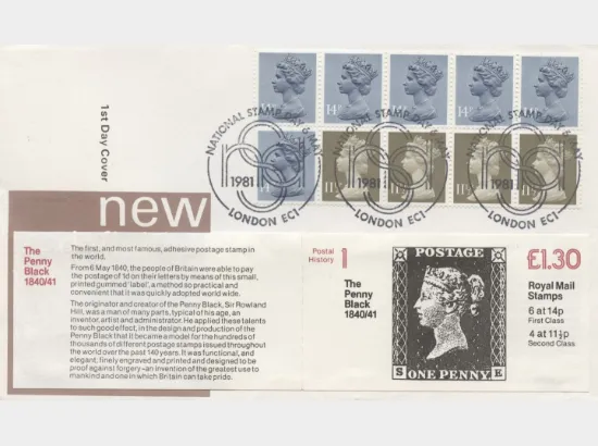 Counter: New Design: £1.30 Postal Hist 1 (Penny Black)