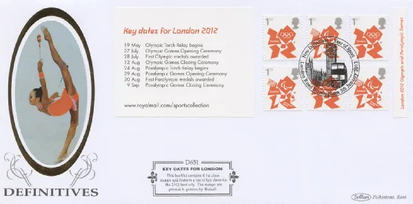 Self Adhesive: Olympic Emblems: Key Dates: 6 x 1st